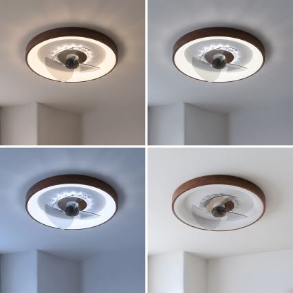 Brilagi - LED stmievateľný stropný ventilátor LED/34W/230V 3000-6500K pr. 46 cm hnedý + diaľkové ovládanie