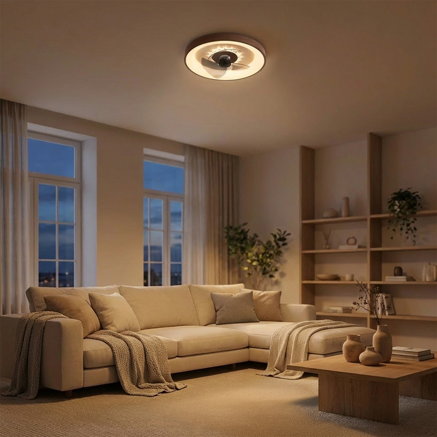 Brilagi - LED stmievateľný stropný ventilátor LED/34W/230V 3000-6500K pr. 46 cm hnedý + diaľkové ovládanie