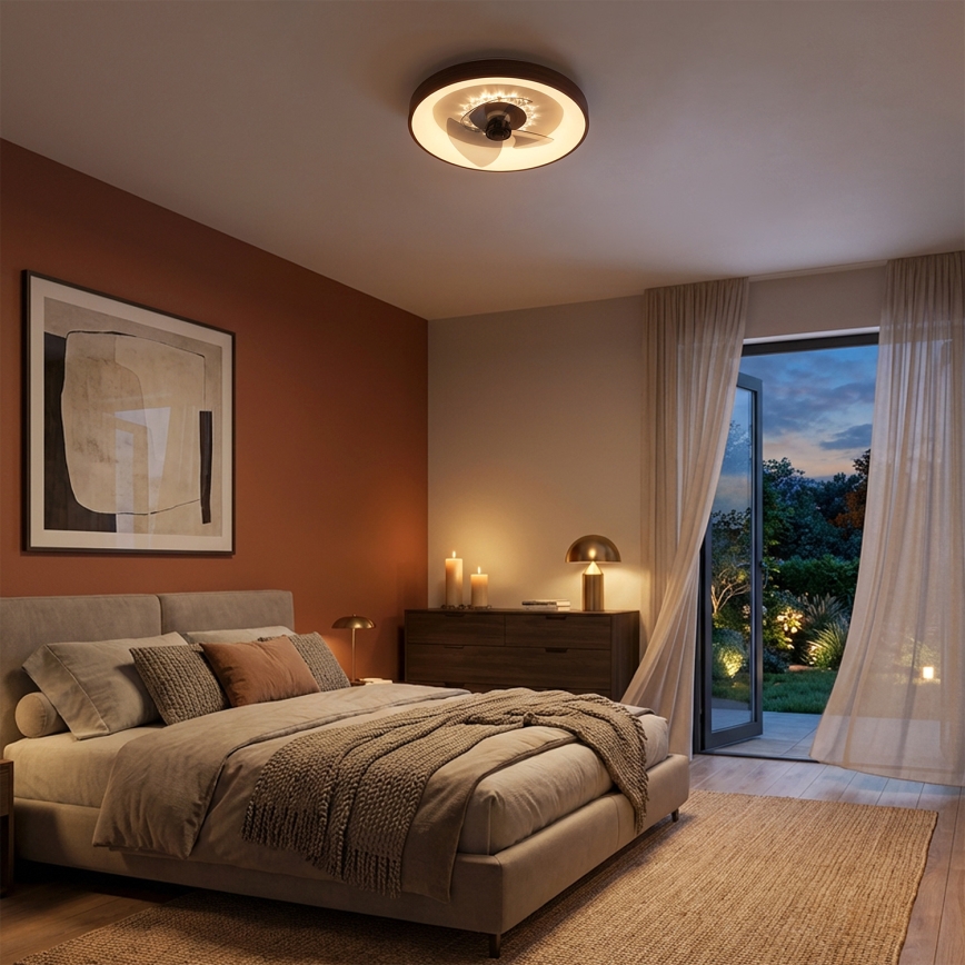 Brilagi - LED stmievateľný stropný ventilátor LED/34W/230V 3000-6500K pr. 46 cm hnedý + diaľkové ovládanie