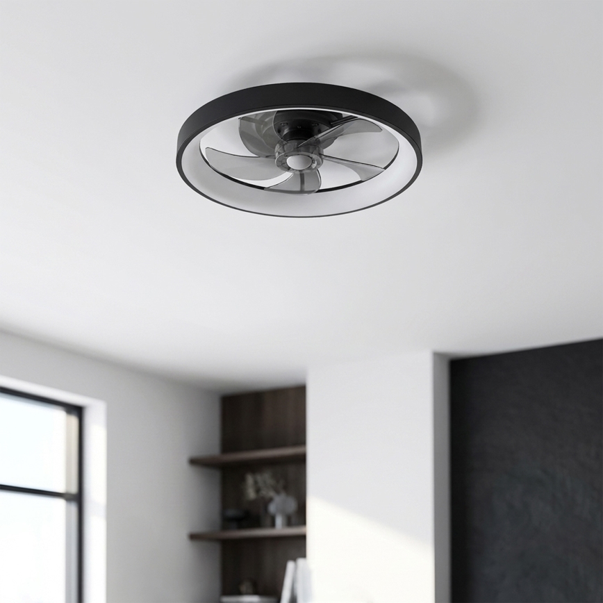 Brilagi - LED Stmievateľný stropný ventilátor LED/34W/230V 3000-6500K pr. 50 cm čierna + diaľkové ovládanie