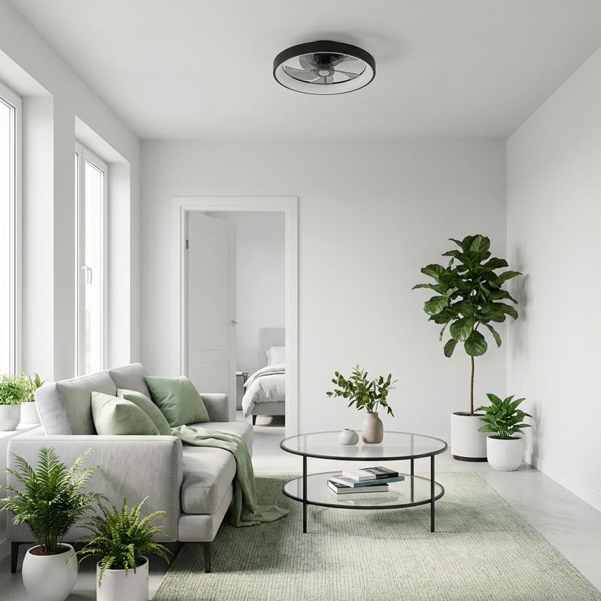 Brilagi - LED Stmievateľný stropný ventilátor LED/34W/230V 3000-6500K pr. 50 cm čierna + diaľkové ovládanie