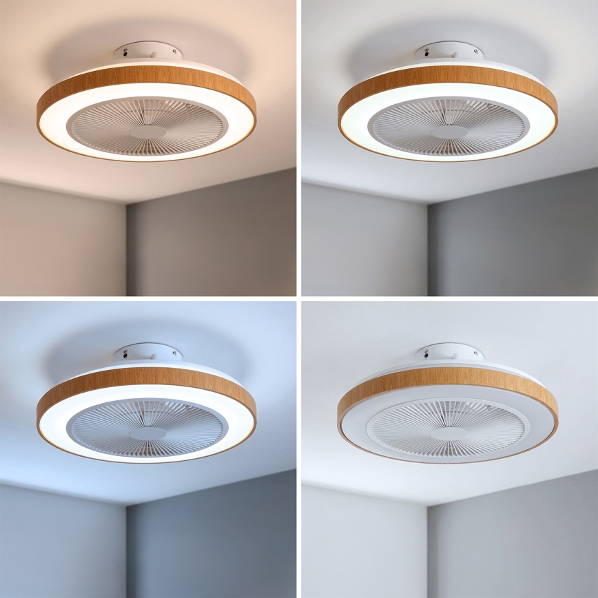 Brilagi - LED stmievateľný stropný ventilátor LED/38W/230V 50 cm biela/hnedá + diaľkové ovládanie