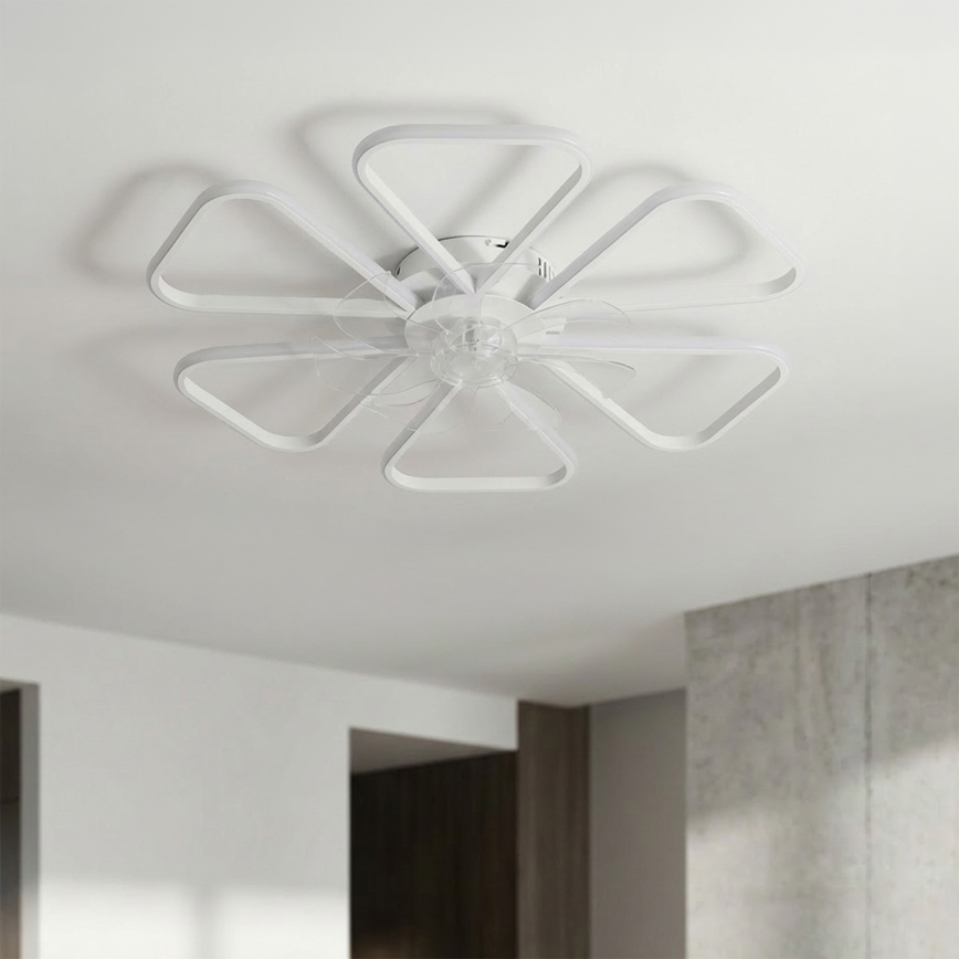 Brilagi - stmievateľný LED stropný ventilátor, 38 W, 230 V, 3000–6500 K, priemer 76 cm, biely + diaľkové ovládanie