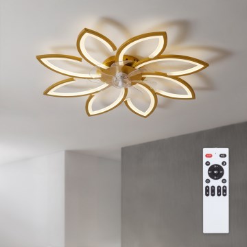 Brilagi - LED stmievateľný stropný ventilátor LED/43W/230V 3000-6500K priemer 90 cm zlatá + diaľkové ovládanie
