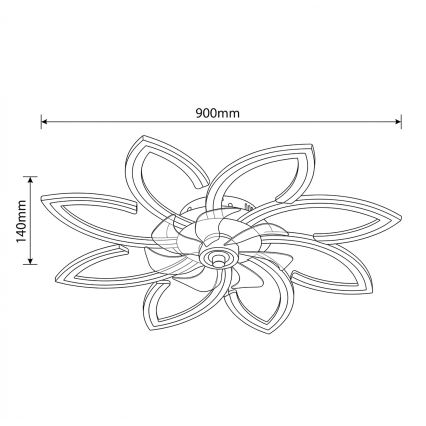 Brilagi - LED stmievateľný stropný ventilátor LED/43W/230V 3000-6500K pr. 90 cm čierna + diaľkové ovládanie