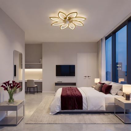 Brilagi - LED stmievateľný stropný ventilátor LED/43W/230V pr. 90 cm zlatý + diaľkové ovládanie