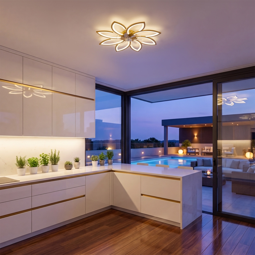 Brilagi - LED stmievateľný stropný ventilátor LED/43W/230V pr. 90 cm zlatý + diaľkové ovládanie