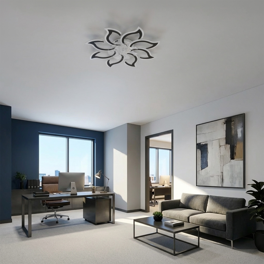 Brilagi - Stropný ventilátor s stmievateľnou LED, 44 W, 230 V, priemer 90 cm, čierny + diaľkové ovládanie
