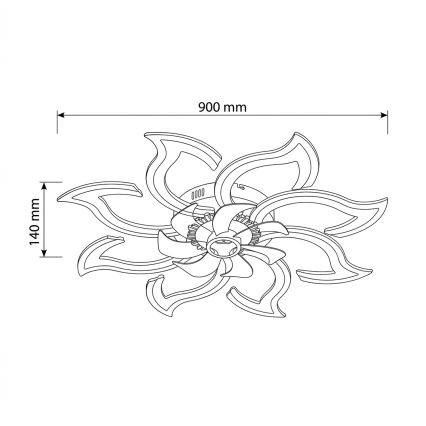 Brilagi - Stropný ventilátor s stmievateľnou LED, 44 W, 230 V, priemer 90 cm, čierny + diaľkové ovládanie