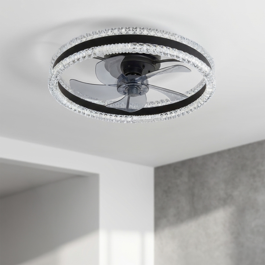 Brilagi - LED stmievateľný stropný ventilátor LED/62W/230V 3000-6500K pr. 50 cm čierna + diaľkové ovládanie