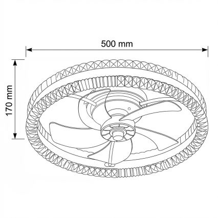 Brilagi - LED stmievateľný stropný ventilátor LED/62W/230V 3000-6500K pr. 50 cm čierna + diaľkové ovládanie