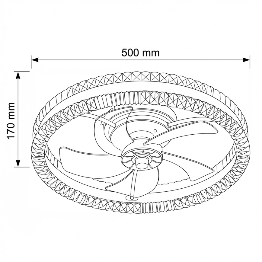 Brilagi - LED stmievateľný stropný ventilátor LED/62W/230V 3000-6500K pr. 50 cm čierna + diaľkové ovládanie