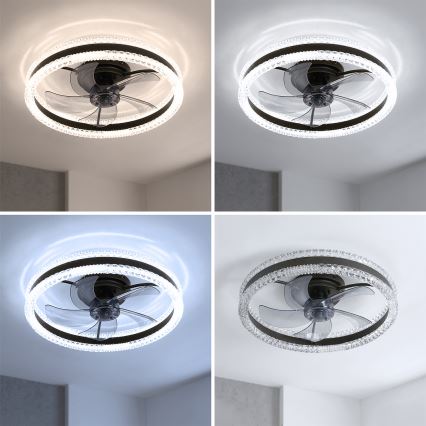 Brilagi - LED stlmiteľný stropný ventilátor LED/62W/230V pr. 50 cm čierny + diaľkové ovládanie