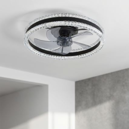 Brilagi - LED stlmiteľný stropný ventilátor LED/62W/230V pr. 50 cm čierny + diaľkové ovládanie