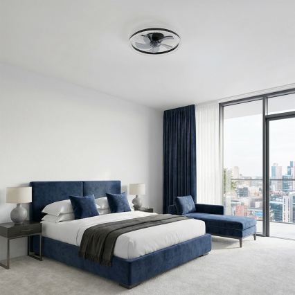 Brilagi - LED stlmiteľný stropný ventilátor LED/62W/230V pr. 50 cm čierny + diaľkové ovládanie