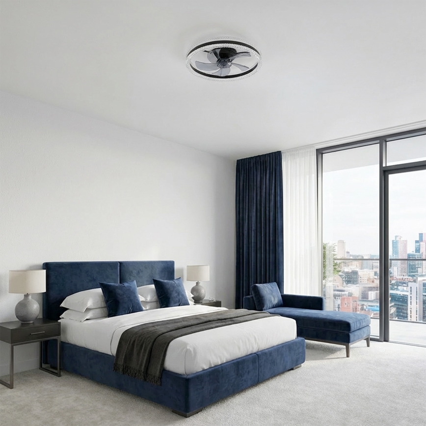 Brilagi - LED stlmiteľný stropný ventilátor LED/62W/230V pr. 50 cm čierny + diaľkové ovládanie