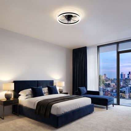 Brilagi - LED stlmiteľný stropný ventilátor LED/62W/230V pr. 50 cm čierny + diaľkové ovládanie