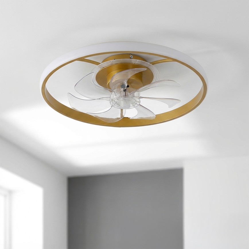 Brilagi - LED stmievateľný stropný ventilátor LED/66W/230V 3000-6500K pr. 55 cm biela/zlatá + diaľkové ovládanie