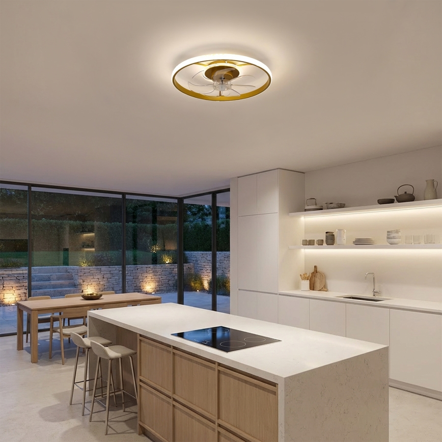 Brilagi - LED stmievateľný stropný ventilátor LED/66W/230V 3000-6500K pr. 55 cm biela/zlatá + diaľkové ovládanie