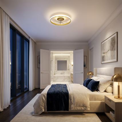 Brilagi - LED stmievateľný stropný ventilátor LED/66W/230V 3000-6500K pr. 55 cm biela/zlatá + diaľkové ovládanie