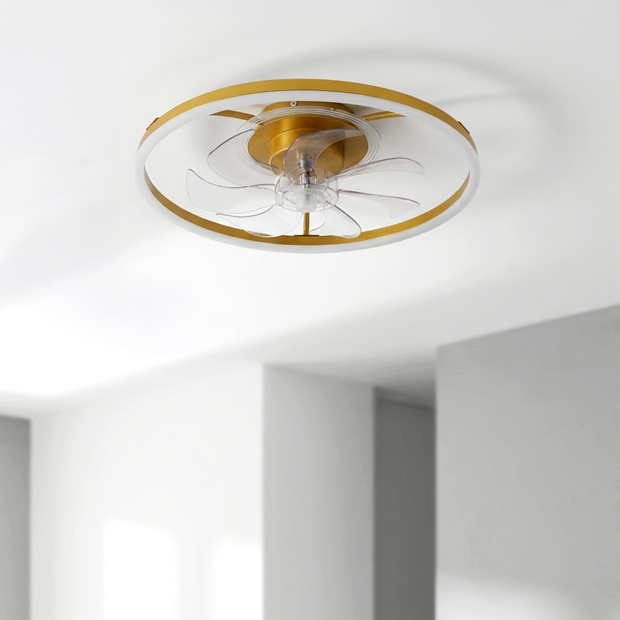 Brilagi - stmievateľný stropný ventilátor s LED 66W/230V 3000-6500K priemer 55 cm biela/zlatá + diaľkové ovládanie