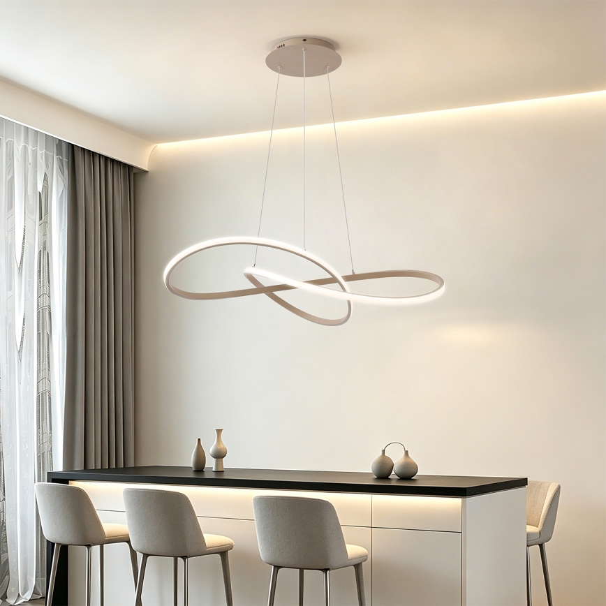 Brilagi - LED stmievateľný luster na lanku INFINITY LED/80W/230V 3000-6000K 80x80 cm béžový + diaľkové ovládanie