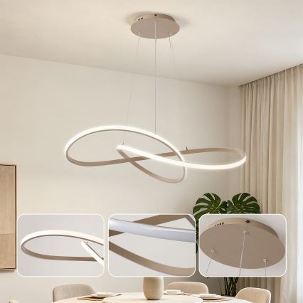 Brilagi - LED stmievateľný luster na lanku INFINITY LED/80W/230V 3000-6000K 80x80 cm béžový + diaľkové ovládanie