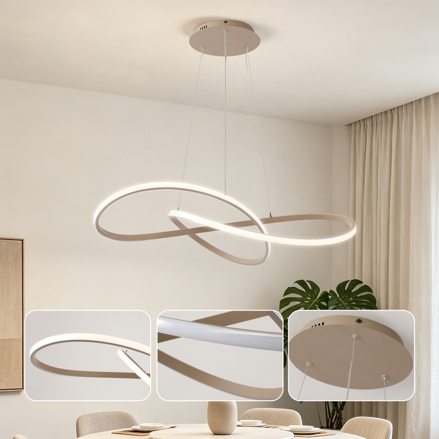 Brilagi - LED stmievateľný luster na lanku INFINITY LED/80W/230V 3000-6000K 80x80 cm béžový + diaľkové ovládanie