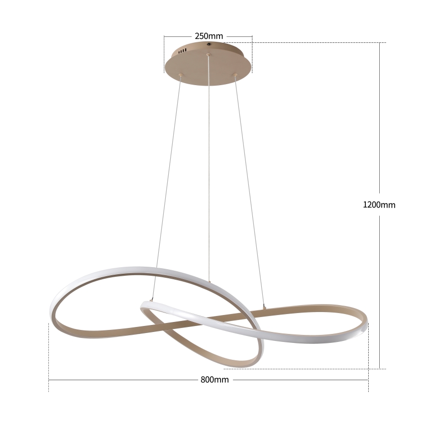 Brilagi - LED stmievateľný luster na lanku INFINITY LED/80W/230V 3000-6000K 80x80 cm béžový + diaľkové ovládanie