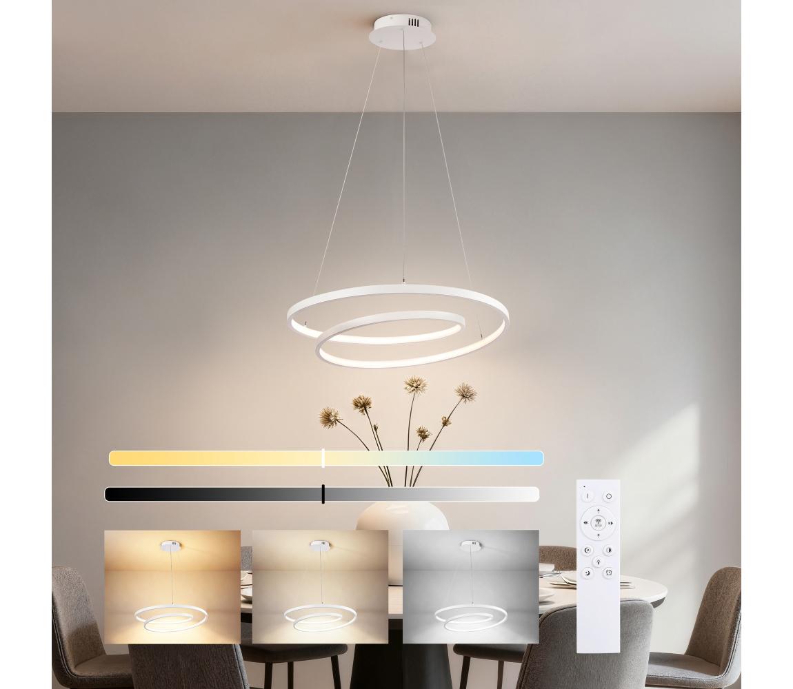 Brilagi-LED Stmievateľný závesný luster na lankách TWISTER LED/48W/230V, priemer 50 cm, biela, s diaľkovým ovládaním BRI477