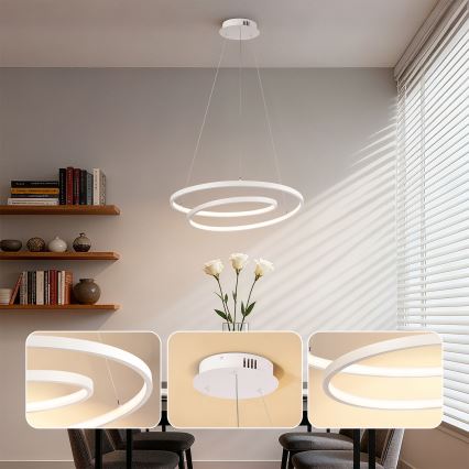 Brilagi - LED stmievateľný luster na lankách TWISTER LED/48W/230V 3000-6000K pr. 50 cm biela + diaľkové ovládanie