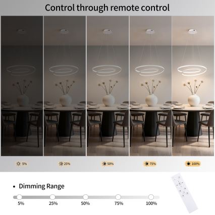 Brilagi - LED stmievateľný luster na lankách TWISTER LED/48W/230V 3000-6000K pr. 50 cm biela + diaľkové ovládanie
