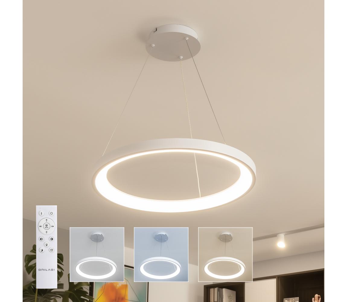 Brilagi - LED stmievateľný závesný luster na lanku FALCON SLIM LED/42W/230V priemer 50 cm biely + diaľkové ovládanie BRDX1330-500/BI