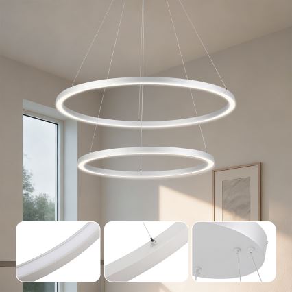 Brilagi - LED Stmievateľný luster na lane PORTOFINO LED/98W/230V 3000-6000K pr. 80 cm strieborný + diaľkové ovládanie