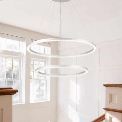 Brilagi - LED Stmievateľný luster na lane PORTOFINO LED/98W/230V 3000-6000K pr. 80 cm strieborný + diaľkové ovládanie