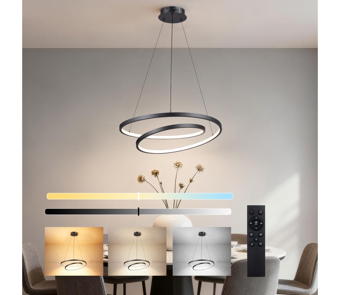 Brilagi-LED Stmievateľný závesný luster na lanku TWISTER LED/48W/230V pr. 50 cm čierna +DO BRI476