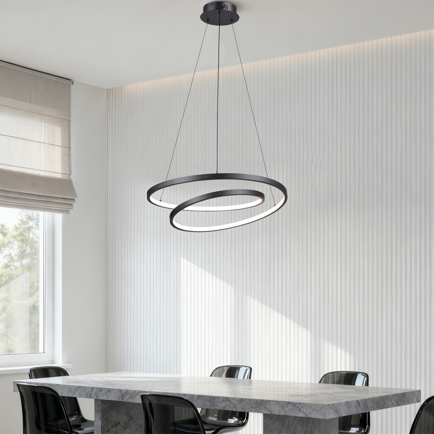 Brilagi - LED stmievateľný závesný luster na lanku TWISTER LED/48W/230V 3000-6000K Ø 50 cm čierny + diaľkové ovládanie