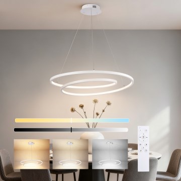Brilagi - LED stmievateľný závesný luster na lanku TWISTER LED/75W/230V 3000-6000K priemer 70 cm biely + diaľkové ovládanie
