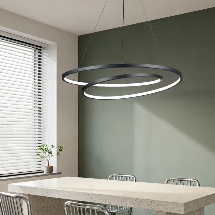 Brilagi - Stmievateľný LED luster na lanku TWISTER LED/105W/230V 3000-6000K pr. 100 cm čierna + diaľkové ovládanie
