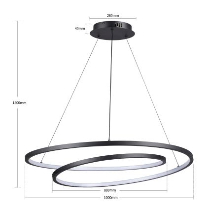 Brilagi - Stmievateľný LED luster na lanku TWISTER LED/105W/230V 3000-6000K pr. 100 cm čierna + diaľkové ovládanie