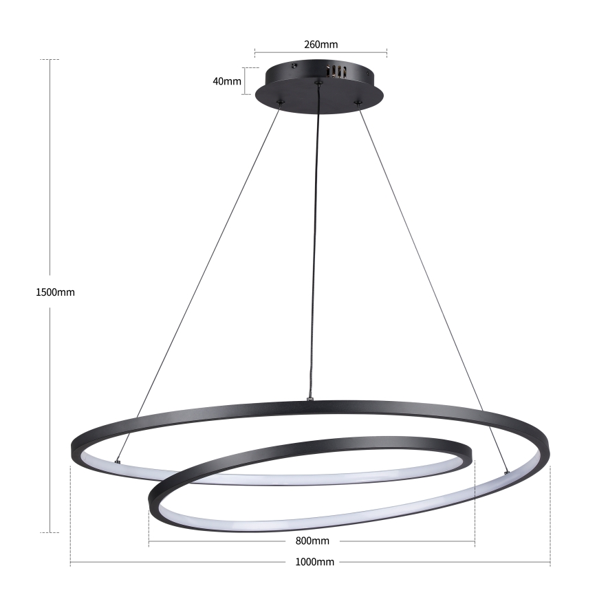 Brilagi - Stmievateľný LED luster na lanku TWISTER LED/105W/230V 3000-6000K pr. 100 cm čierna + diaľkové ovládanie