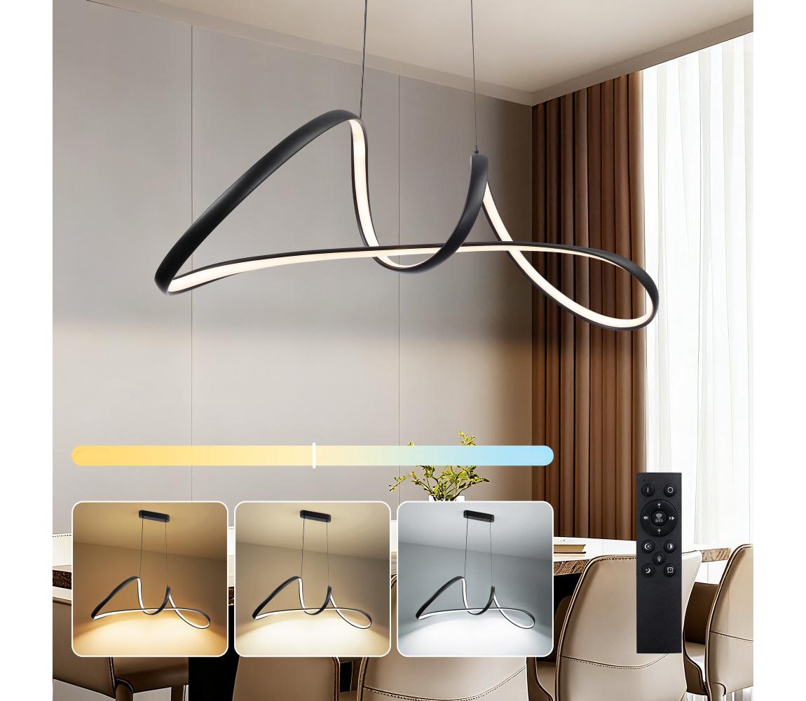 Brilagi-LED Stmievateľný závesný luster TWISTER LED/60W/230V 3000-6000K čierny + diaľkové ovládanie BRI485