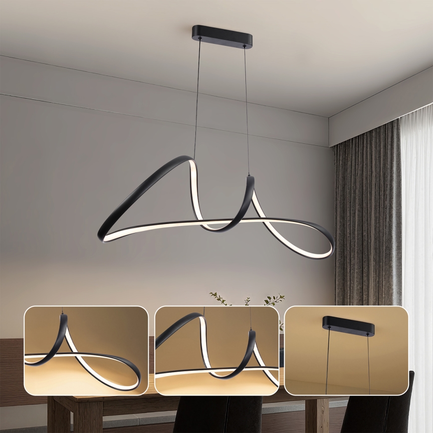 Brilagi - Stmievateľný LED luster na lanku TWISTER LED/60W/230V 3000-6000K čierna + diaľkové ovládanie