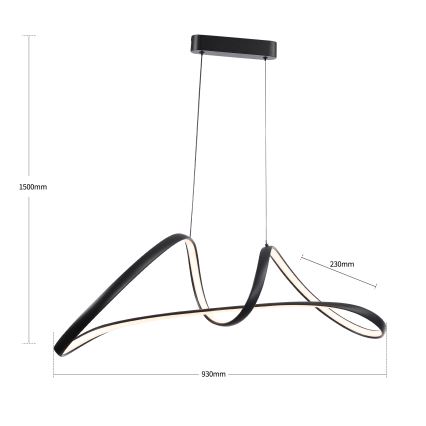 Brilagi - Stmievateľný LED luster na lanku TWISTER LED/60W/230V 3000-6000K čierna + diaľkové ovládanie