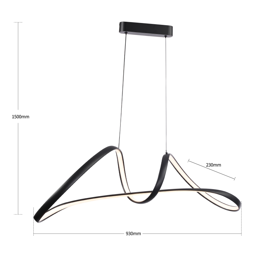 Brilagi - Stmievateľný LED luster na lanku TWISTER LED/60W/230V 3000-6000K čierna + diaľkové ovládanie