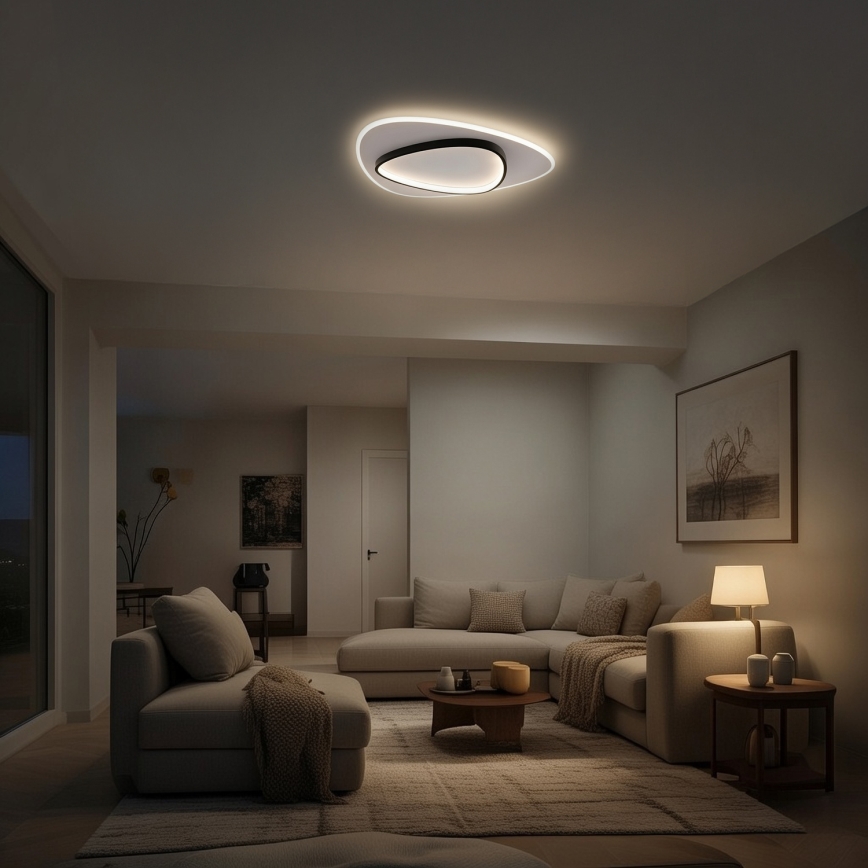 Brilagi - LED Stmievateľné stropné svietidlo FLARE LED/70W/230V 3000-6000K 55x55 cm biela/čierna + diaľkové ovládanie