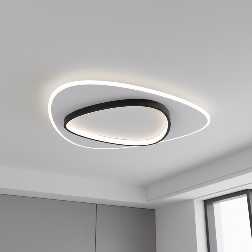 Brilagi - LED Stmievateľné stropné svietidlo FLARE LED/70W/230V 3000-6000K 55x55 cm biela/čierna + diaľkové ovládanie