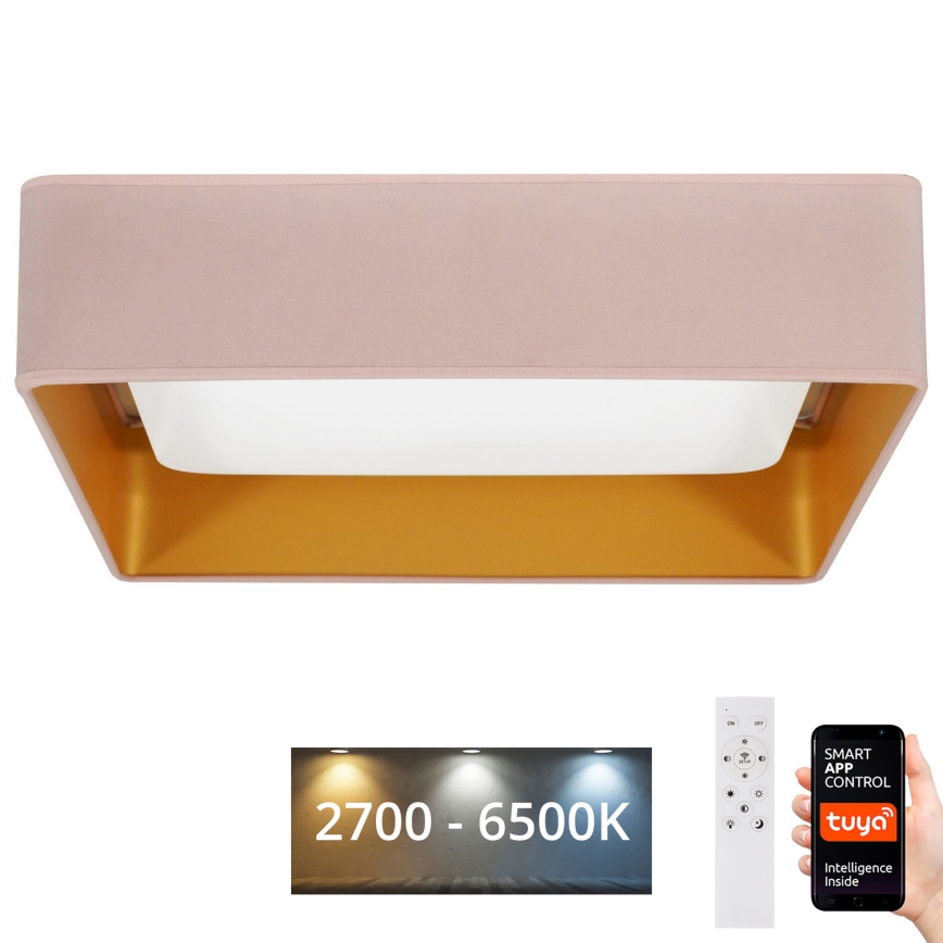 Brilagi - stmievateľné LED stropné svietidlo VELVET SQUARE SMART LED/36W/230V 60x60 cm 2700-6500K Wi-Fi Tuya + diaľkové ovládanie ružové