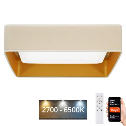 Brilagi - LED stmievateľné stropné svietidlo VELVET SQUARE SMART LED/36W/230V 60x60 cm 2700-6500K Wi-Fi Tuya + diaľkové ovládanie krémové