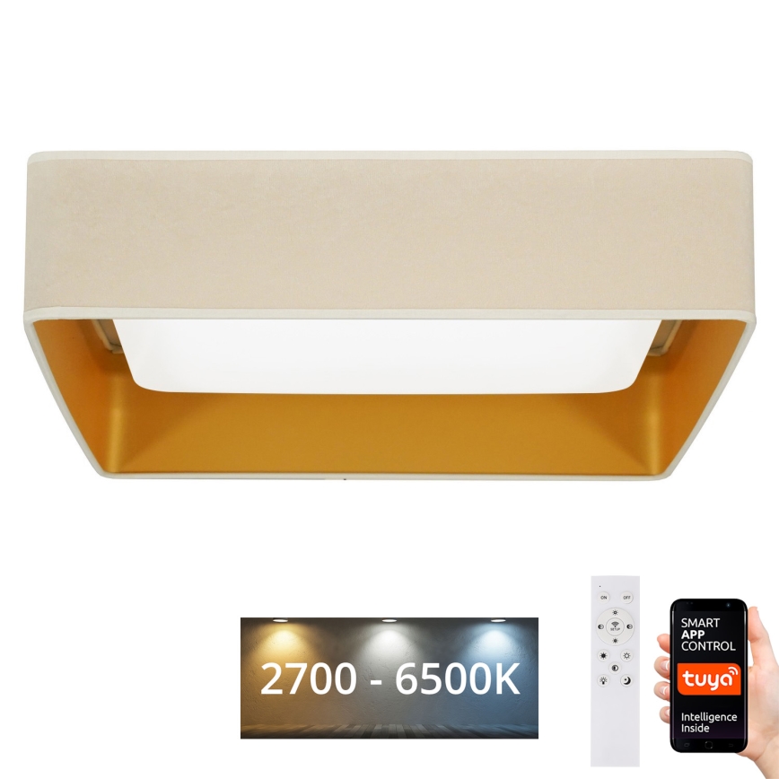 Brilagi - LED stmievateľné stropné svietidlo VELVET SQUARE SMART LED/36W/230V 60x60 cm 2700-6500K Wi-Fi Tuya + diaľkové ovládanie krémové